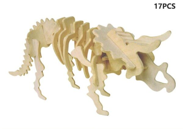 Triceratops 3D de madeira